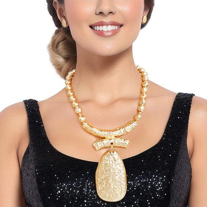 Pendant Necklace Bead Gold Teardrop Set for Women