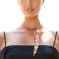 Necklace Pink Green Crystal Drop Choker for Women