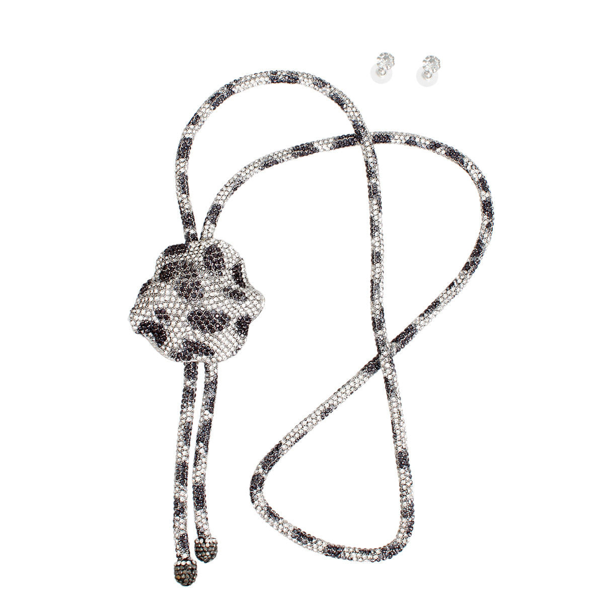 Bolo Necklace Silver Leopard Stone Set for Women