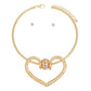 Necklace Gold Looped Heart Pendant Set for Women