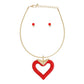 Necklace Red Heart Snake Chain Set for Women