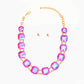 Necklace Purple Pink Crystal Link Set for Women