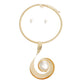 Necklace Gold Spiral Wave Pearl Pendant for Women