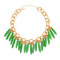 Necklace Tribal Green Wood Fringe for Women