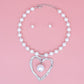 Pendant Silver Heart Drop White Pearl Necklace