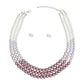 Necklace Purple White Glass Pearl 3 Strand Set