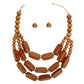 Beaded Necklace Brown Geo Wood Bead Set for Women