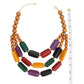 Beaded Necklace Multicolor Geo Wood Bead Set Women