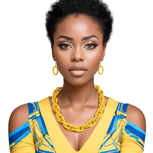 Necklace Retro Yellow Double Link Set for Women