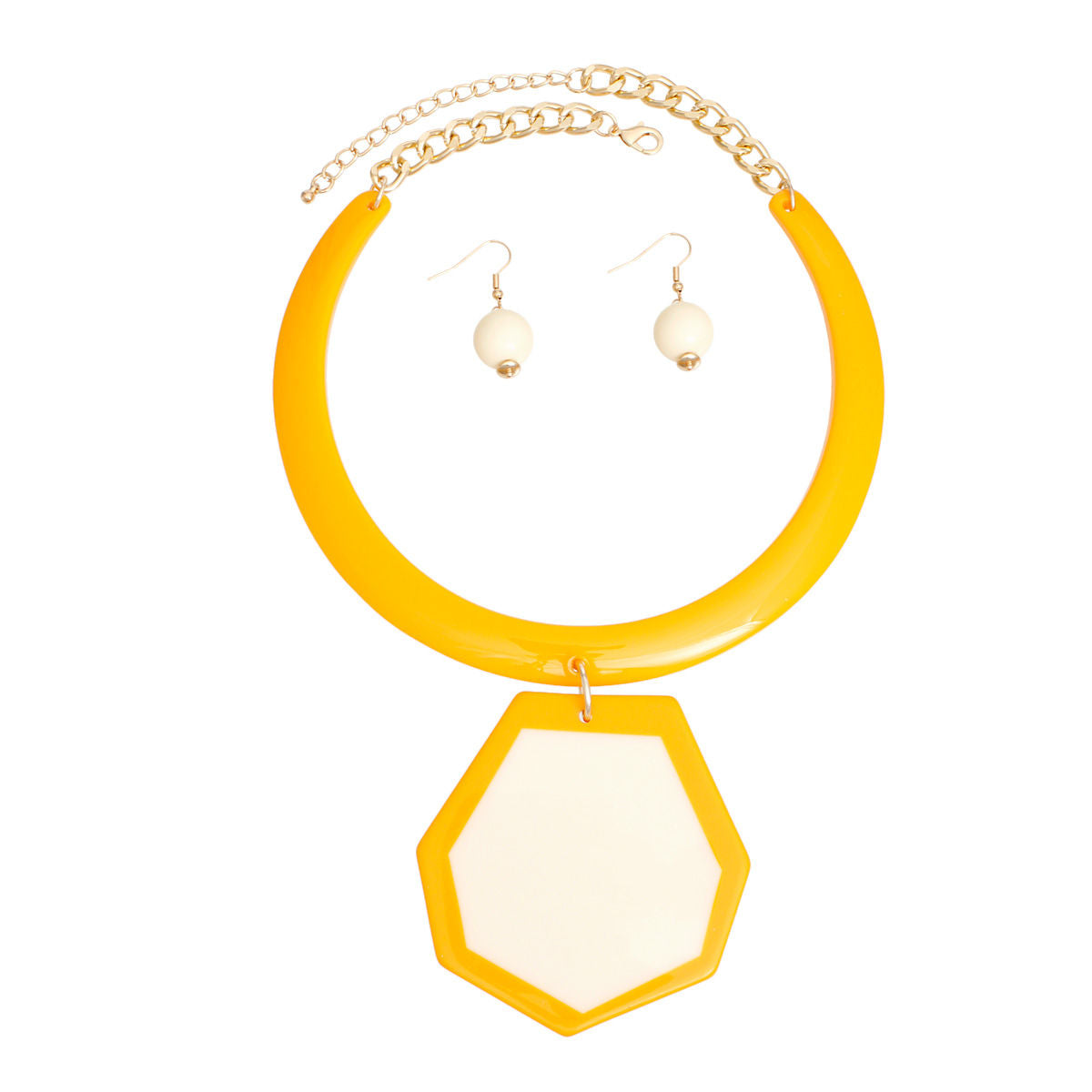 Customizable Necklace Retro Yellow Geo Pendant Collar