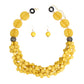 Necklace Retro Marbled Yellow Bead Set for Women