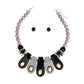 Necklace Vintage Black and Gray Beaded Bib Women
