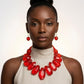 Toggle Chunky Red Bead Cord Tribal Necklace