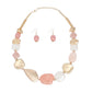 Beaded Pink and Gold Beachy Shell Link Necklace