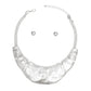Bib Silver Scratched Plate Heavy Duty Necklace