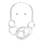 Bib Modernist Chunky Silver Oval Rings Necklace