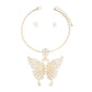 Choker Gold Pearl Butterfly Pendant Necklace