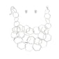 Chain Silver Geo Link Necklace Set for Women
