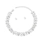 Jeweled Collar Silver Round Baguette Crystal Set