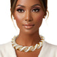 Collar Gold Pearl Stone Helix Chain Set for Women