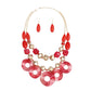 Statement Red and Gold Cosmic layered Necklace