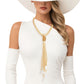 Tassel Necklace Gold Teardrop Pearl Leather Set