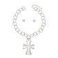 Pendant Chunky Matte Silver Cross Chain Necklace