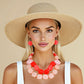Bead Pink Marbled Geometric Chunky Necklace