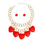 Bib Chunky Red Wooden Heart Bead Necklace