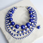 ZPB Sorority Blue White Jumbo Pearl Necklace Set