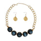 Collar Black Galactic Bead Gold Chain Necklace