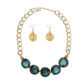 Collar Green Galactic Bead Gold Chain Necklace