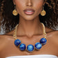 Collar Blue Galactic Bead Gold Chain Necklace