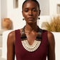 Marbled Black & Creamy Shine Beaded Layer Necklace