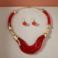 Bib Transparent Red Melted Design Necklace