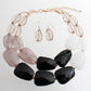 Marbled Black & White Bead Collar Layer Necklace