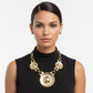 Bib Oversized Gold Sculptural Metal Disc Necklace