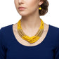 Yellow Colorblock Bead Looped Layer Necklace