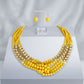 Yellow Colorblock Bead Looped Layer Necklace