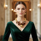 Chunky Stone Disc Gold Ball Bead Toggle Necklace