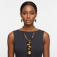 Stacked Wood Bead Marbled Brown Toggle Necklace