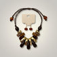 Brown & Gold Resin Teardrop Cord Tribal Necklace