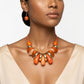 Orange & Gold Resin Teardrop Cord Tribal Necklace