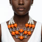 Chunky Orange Glazed Bead & Pearl Layered Necklace