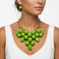Chunky Green Crackle Bead Chainmaille Bib Necklace