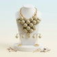 Chunky Ivory Crackle Bead Chainmaille Bib Necklace