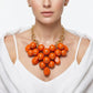 Chunky Orange Crackle Bead Chainmaille Bib Necklace