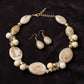 Creamy Ivory Marbled Oval Bead Collar Necklace