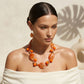 Rustic Orange Marbled Oval Bead Collar Necklace