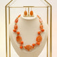 Rustic Orange Marbled Oval Bead Collar Necklace